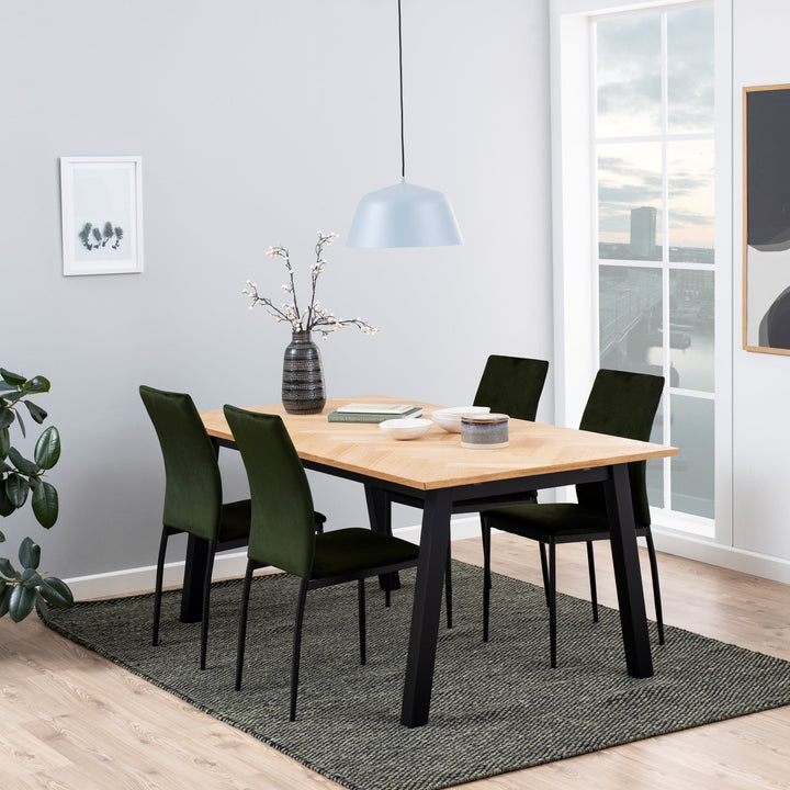 Brighton Dining Table in Oak with Herringbone Effect 180x95cm - TidySpaces