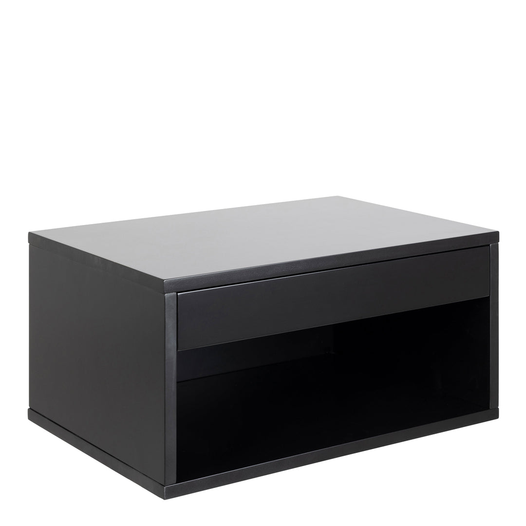 Cholet Square Bedside Table with 1 Drawer in Black - TidySpaces