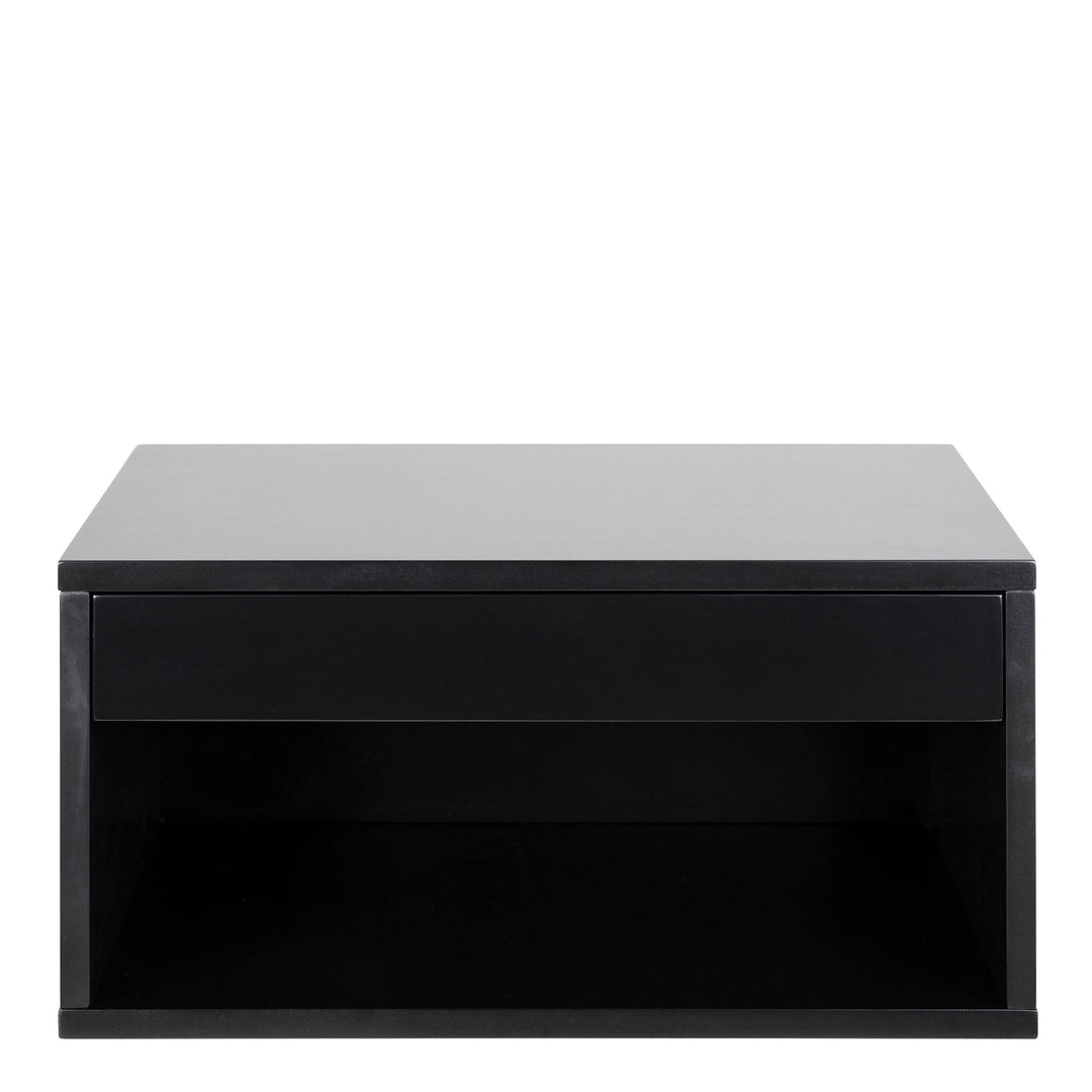 Cholet Square Bedside Table with 1 Drawer in Black - TidySpaces