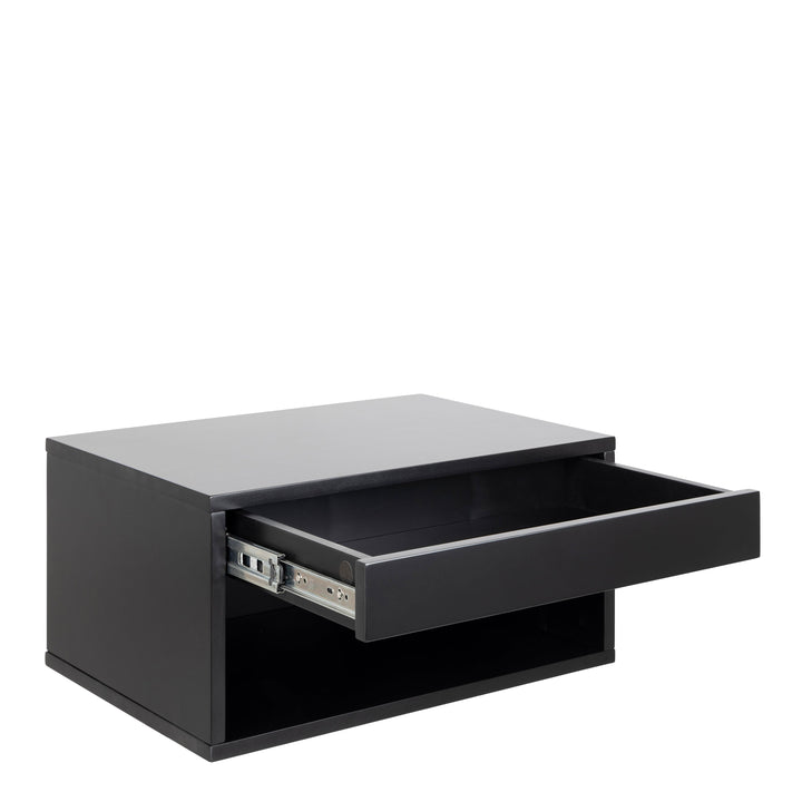 Cholet Square Bedside Table with 1 Drawer in Black - TidySpaces