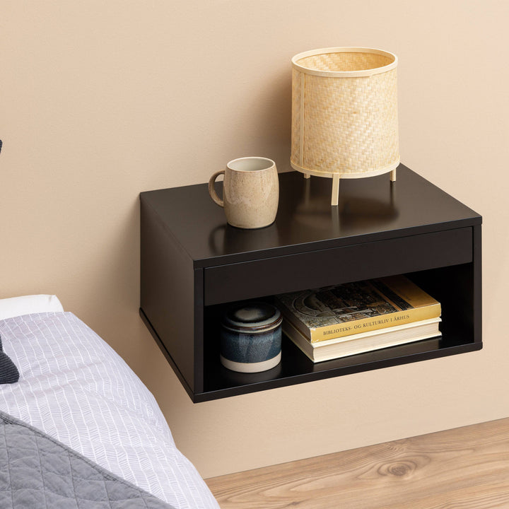 Cholet Square Bedside Table with 1 Drawer in Black - TidySpaces