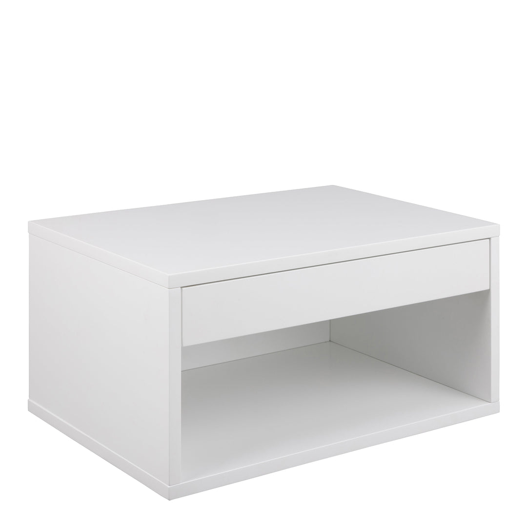 Cholet Square Bedside Table with 1 Drawer in White - TidySpaces