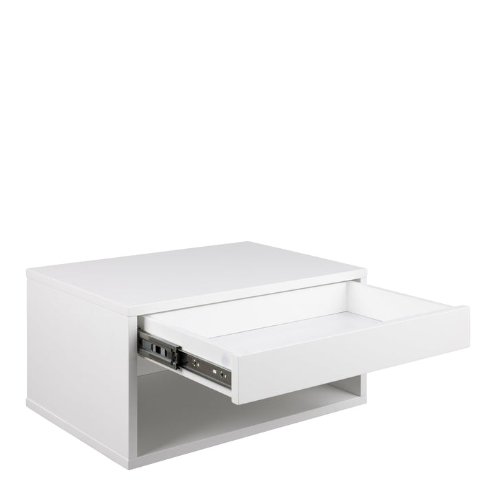 Cholet Square Bedside Table with 1 Drawer in White - TidySpaces