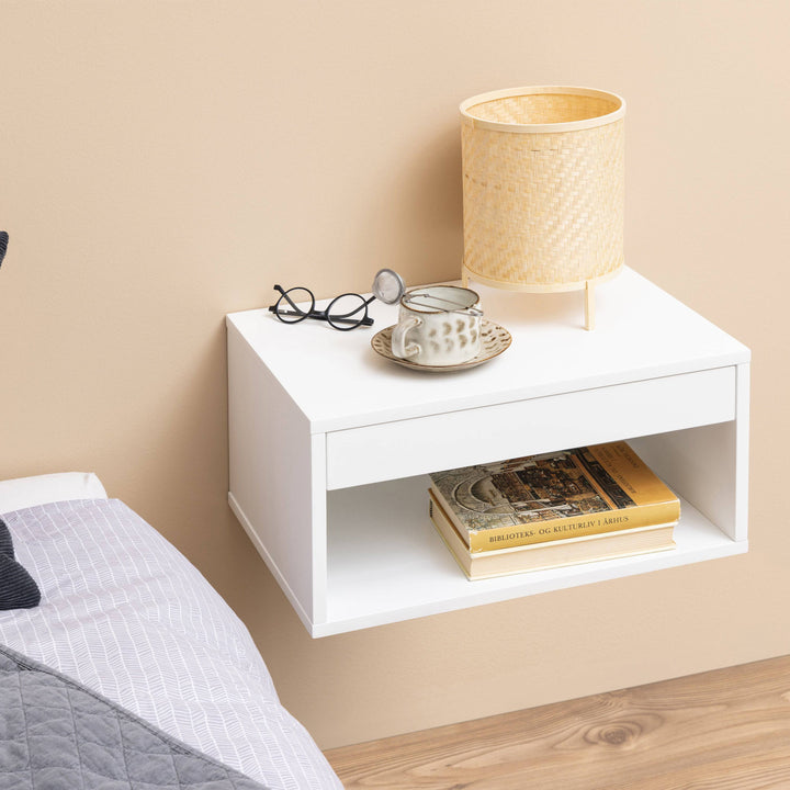 Cholet Square Bedside Table with 1 Drawer in White - TidySpaces