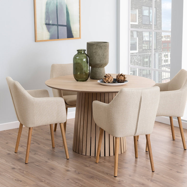 Christo Round Dining Table in White Oak - TidySpaces