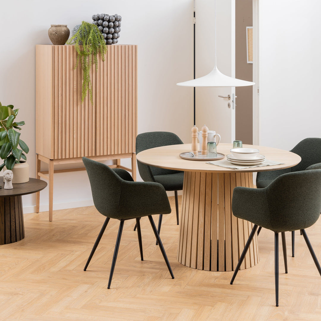 Christo Round Dining Table in White Oak - TidySpaces