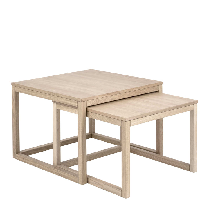 Cornus Coffee Table in White Oak Set of 2 - TidySpaces