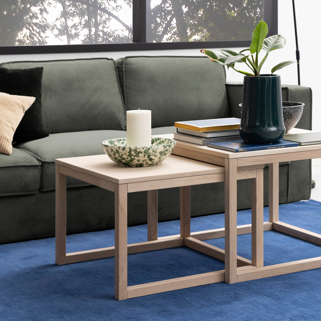 Cornus Coffee Table in White Oak Set of 2 - TidySpaces