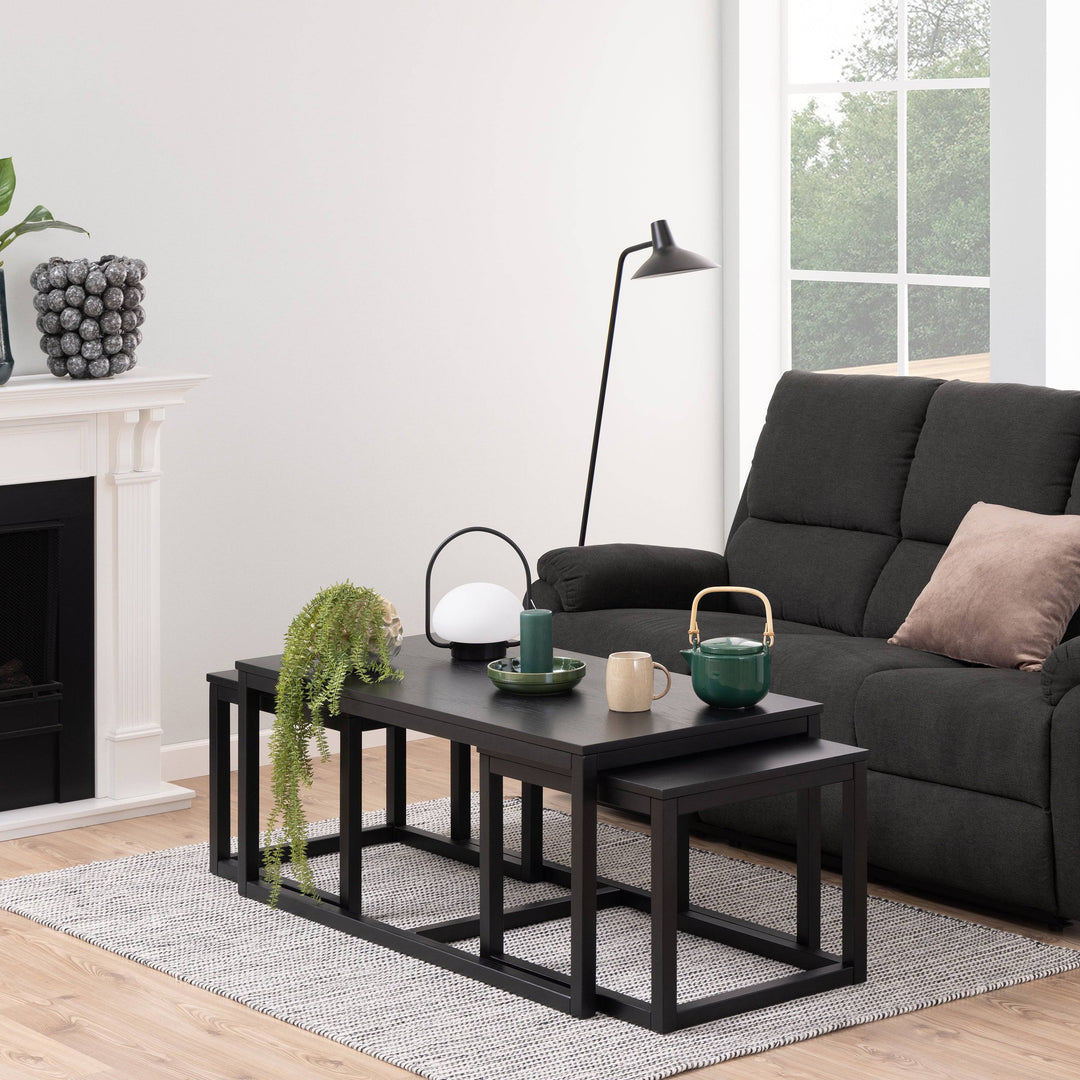 Cornus Square/Coffee Table Set in Matt Black - TidySpaces