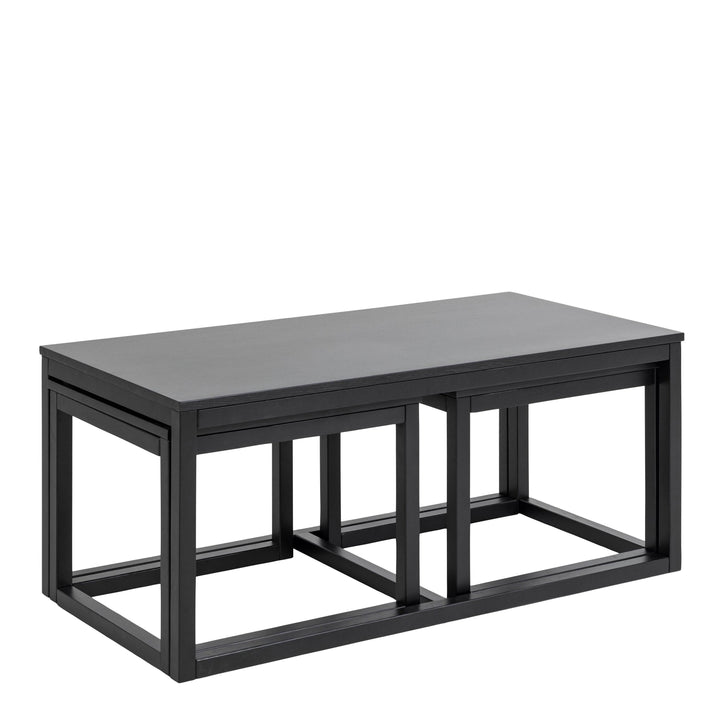 Cornus Square/Coffee Table Set in Matt Black - TidySpaces