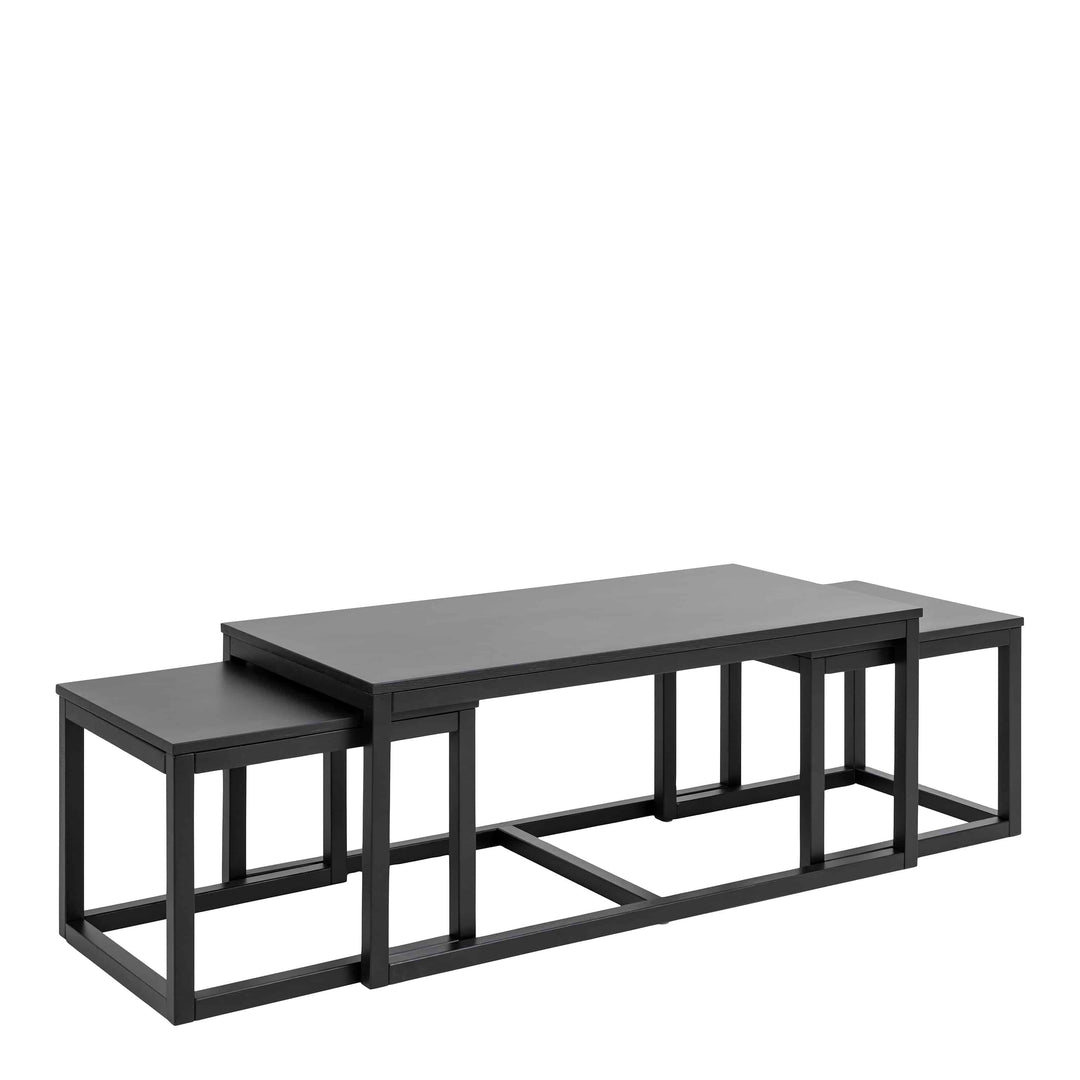 Cornus Square/Coffee Table Set in Matt Black - TidySpaces