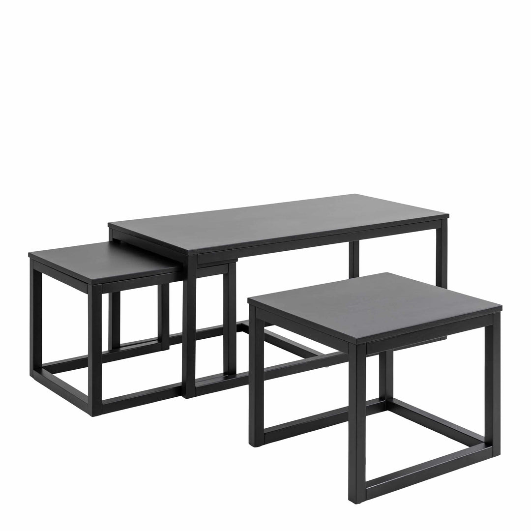 Cornus Square/Coffee Table Set in Matt Black - TidySpaces