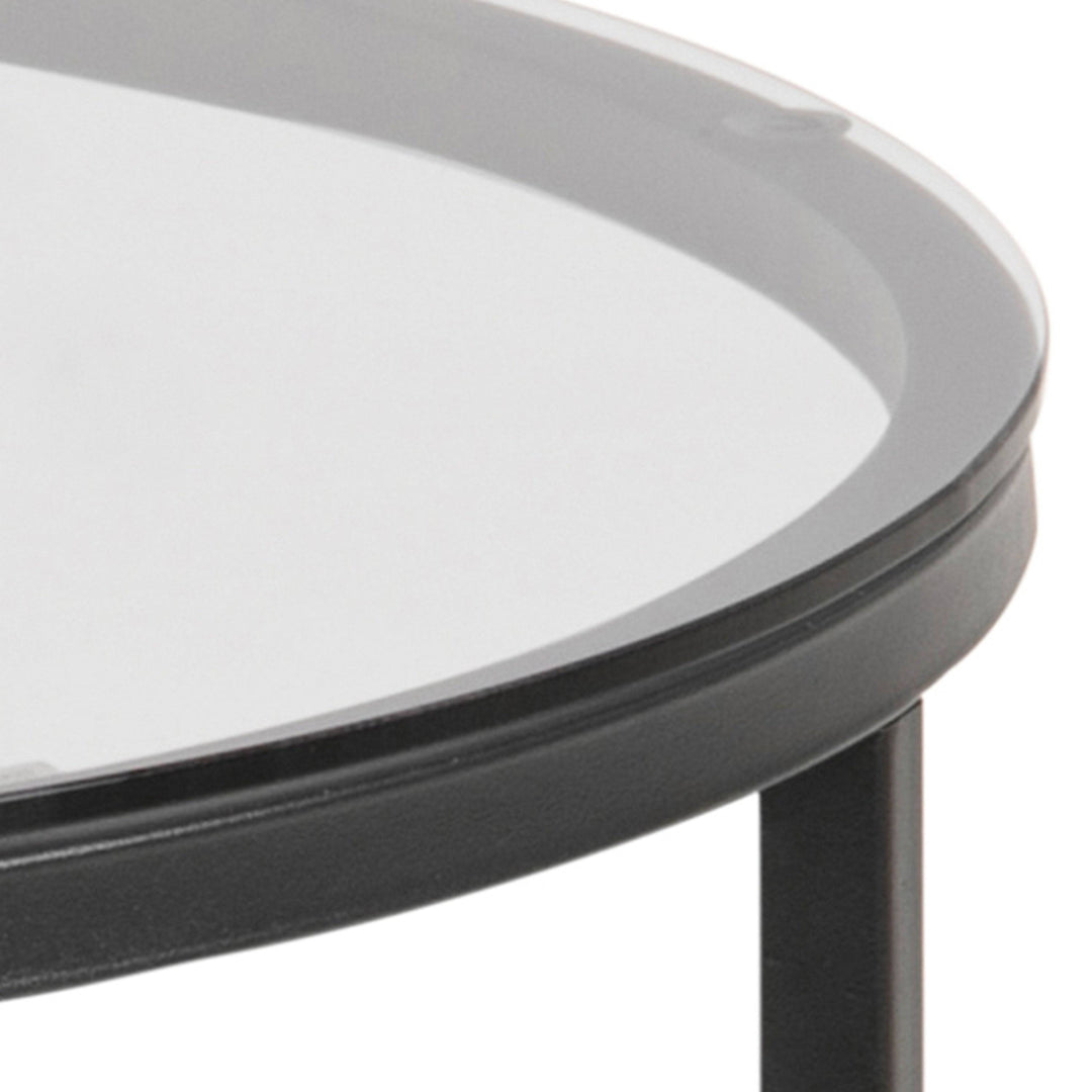 Cross Round Metal Side Table with Smoked Glass Top - TidySpaces