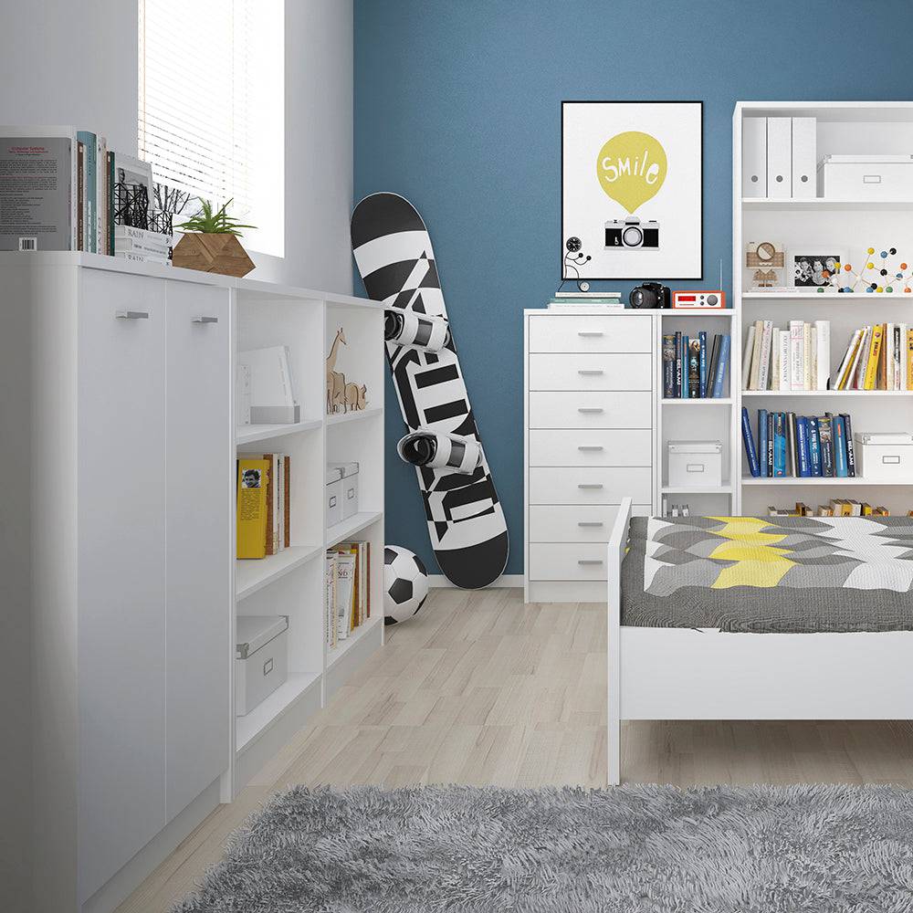 4 You Medium Wide Bookcase in Pearl White - TidySpaces