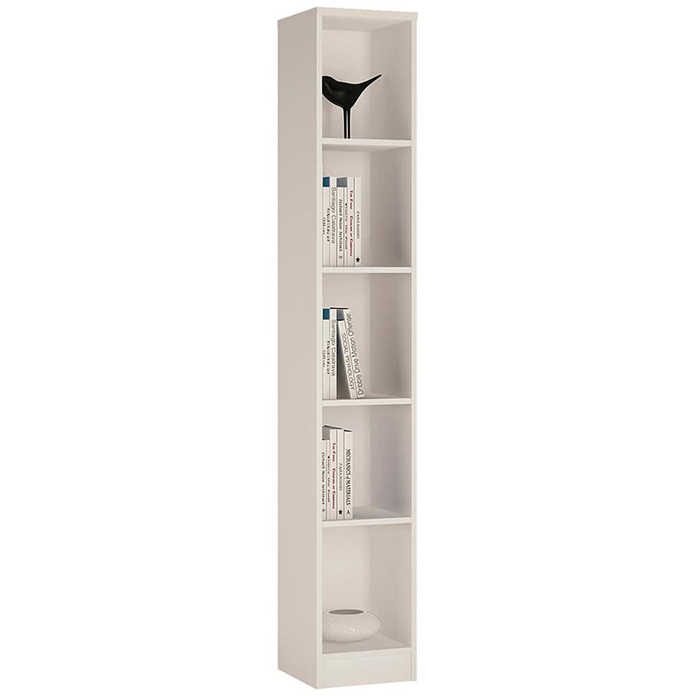 4 You Tall Narrow Bookcase in Pearl White - TidySpaces
