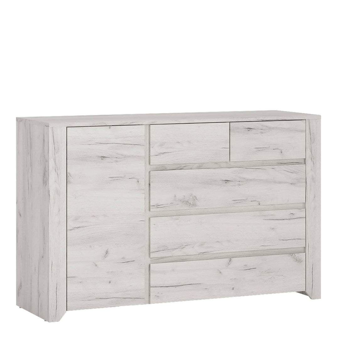 Angel 1 Door 2+3 drawer Chest in White Craft Oak - TidySpaces