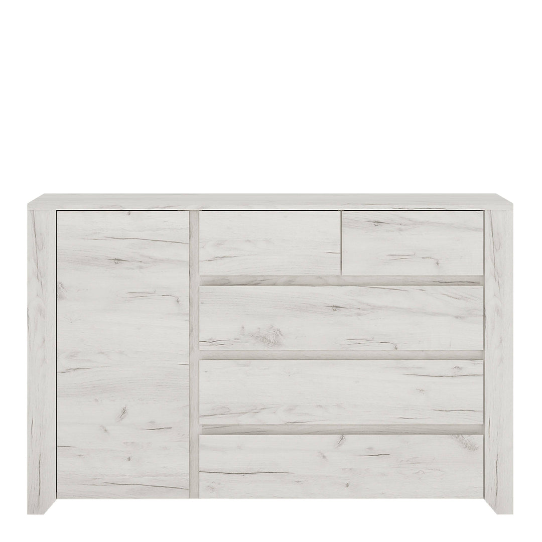 Angel 1 Door 2+3 drawer Chest in White Craft Oak - TidySpaces