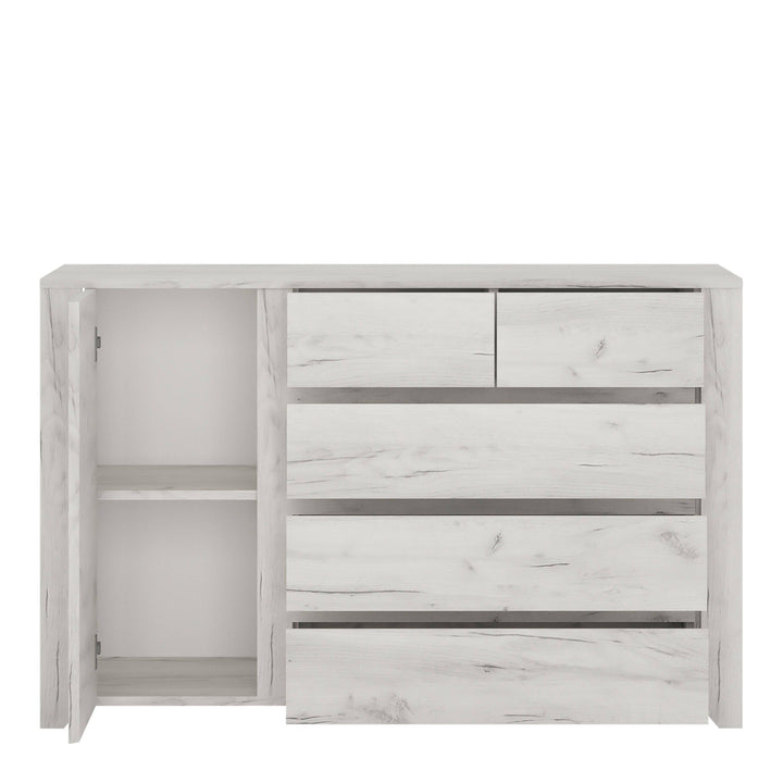 Angel 1 Door 2+3 drawer Chest in White Craft Oak - TidySpaces