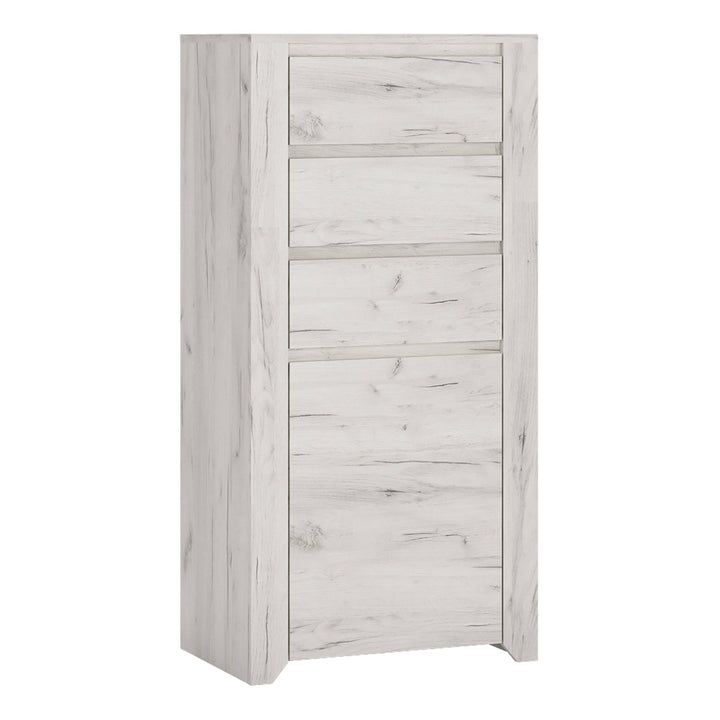 Angel 1 Door 3 Drawer Chest in White Craft Oak - TidySpaces