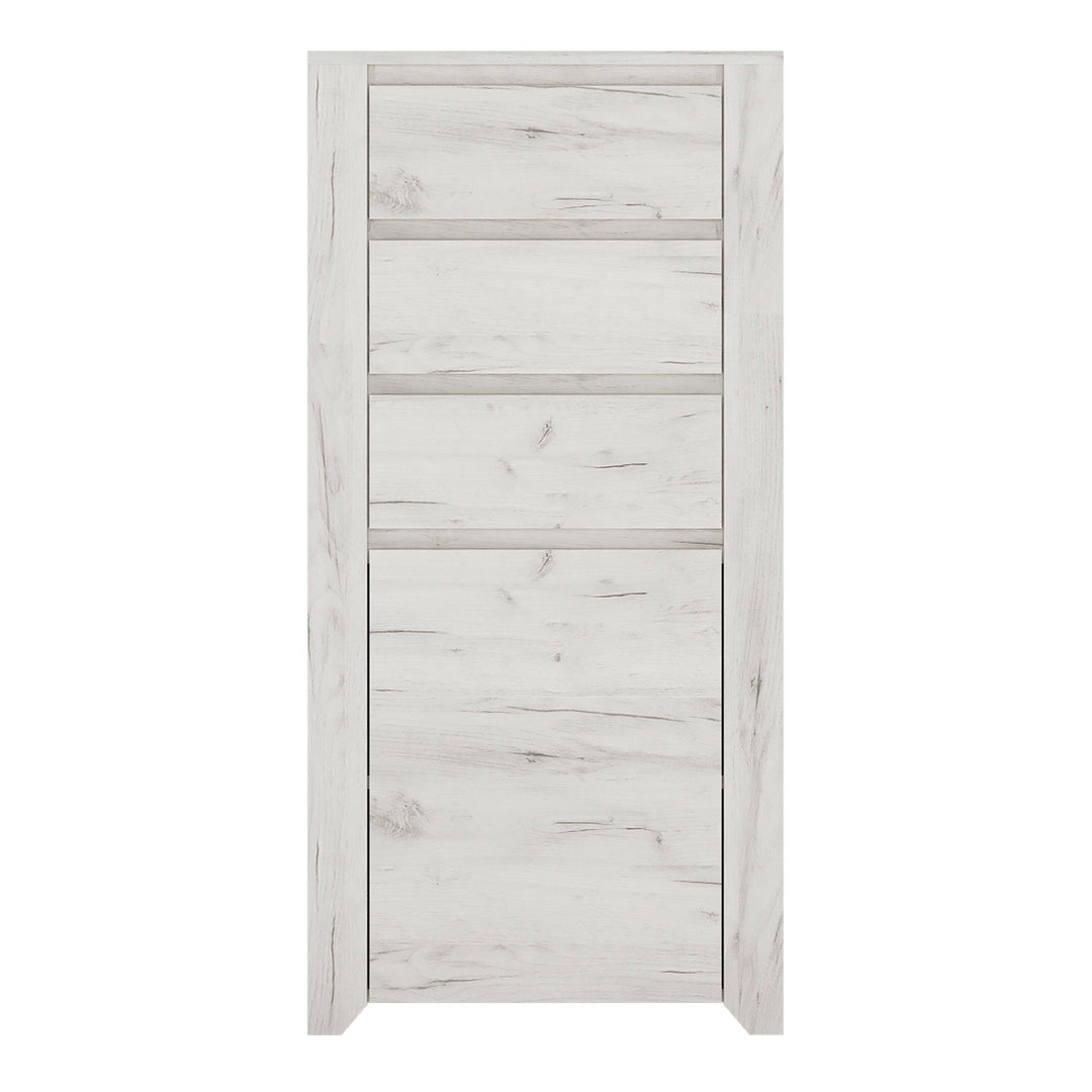 Angel 1 Door 3 Drawer Chest in White Craft Oak - TidySpaces