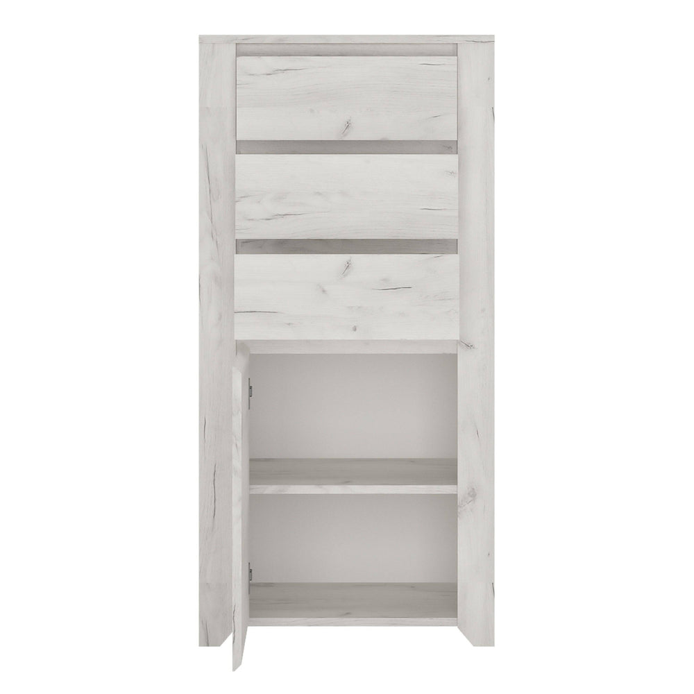 Angel 1 Door 3 Drawer Chest in White Craft Oak - TidySpaces