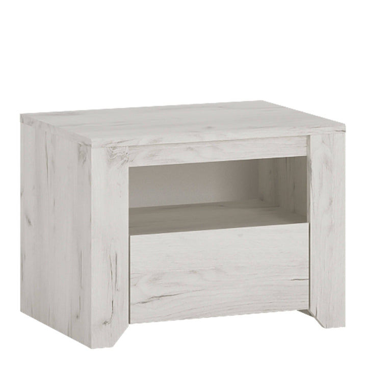 Angel 1 Drawer Bedside Cabinet White Craft Oak - TidySpaces