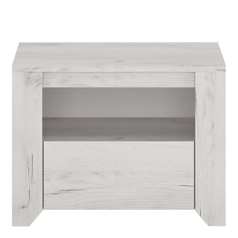Angel 1 Drawer Bedside Cabinet White Craft Oak - TidySpaces