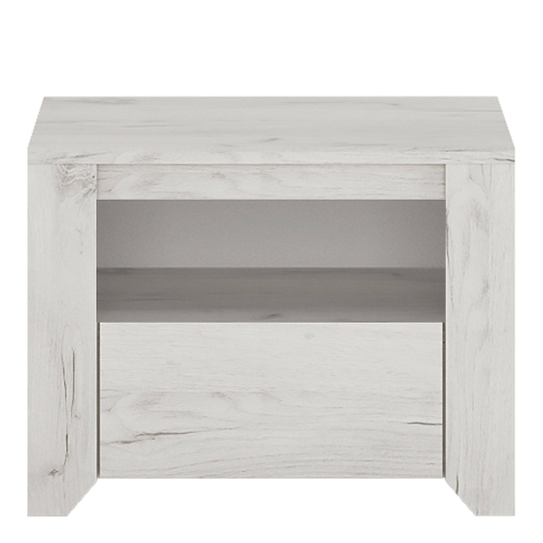 Angel 1 Drawer Bedside Cabinet White Craft Oak - TidySpaces