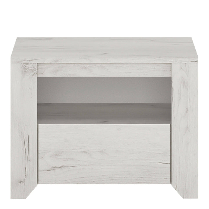 Angel 1 Drawer Bedside Cabinet White Craft Oak - TidySpaces