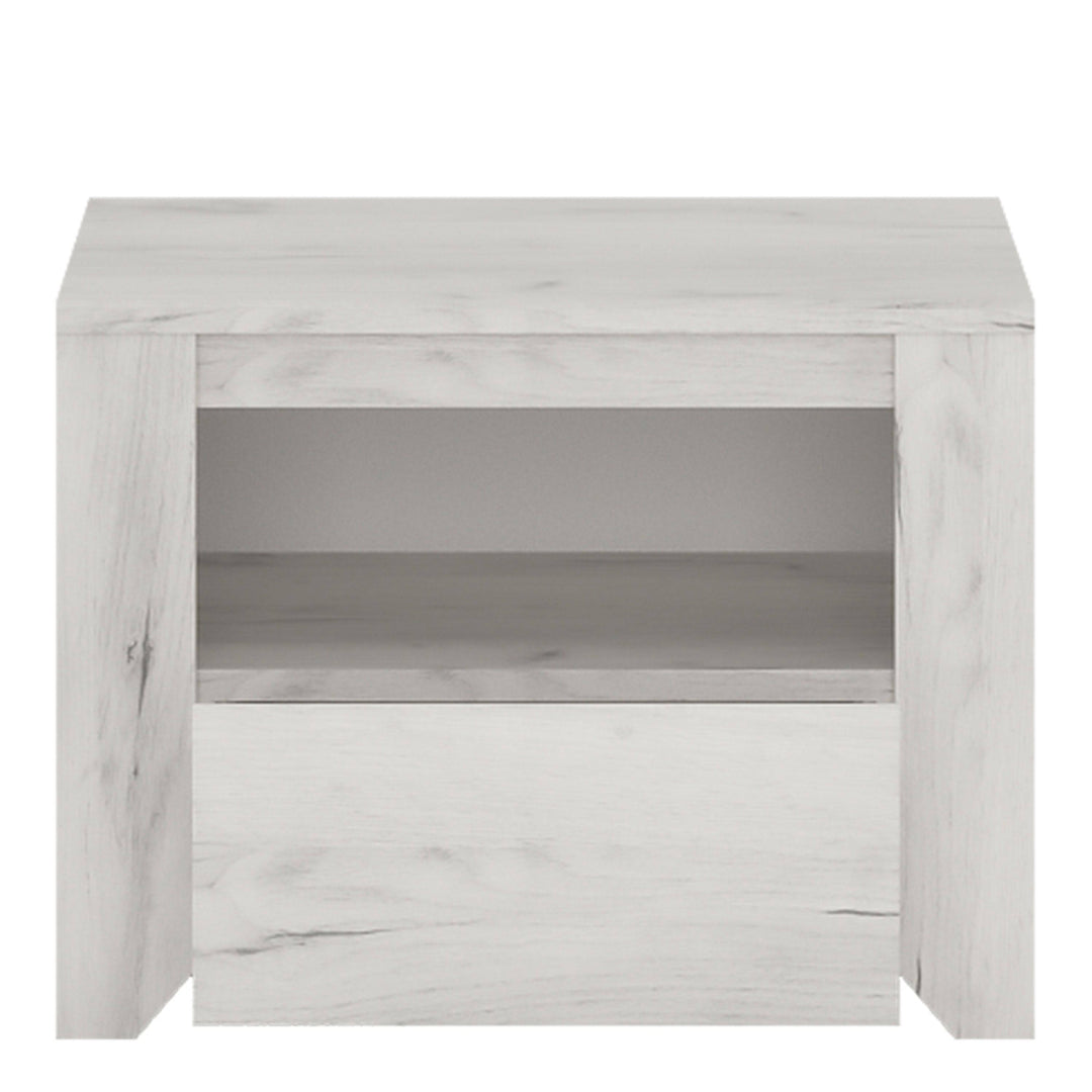 Angel 1 Drawer Bedside Cabinet White Craft Oak - TidySpaces