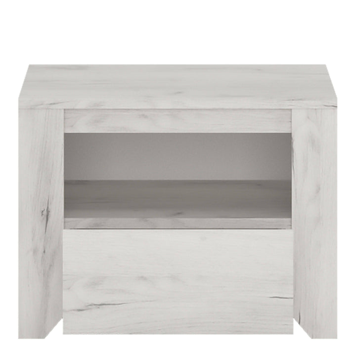 Angel 1 Drawer Bedside Cabinet White Craft Oak - TidySpaces