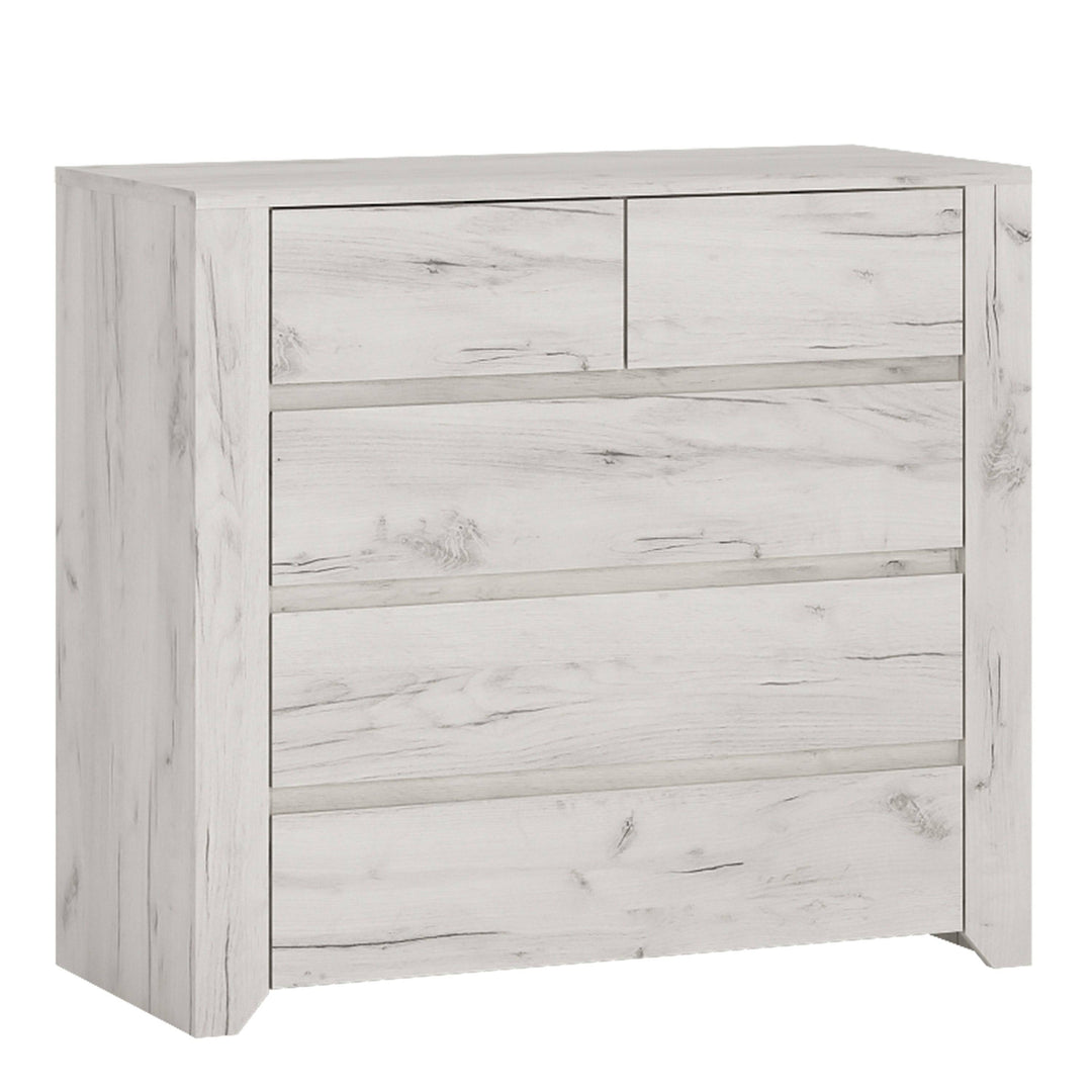 Angel 2+3 Chest of Drawers in White Craft Oak - TidySpaces