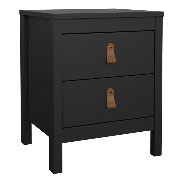 Barcelona Bedside Table 2 drawers in Matt Black - TidySpaces