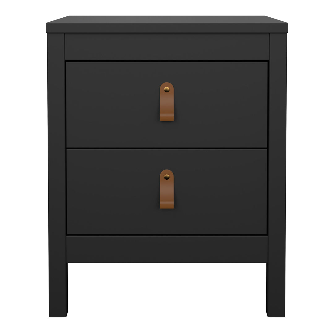 Barcelona Bedside Table 2 drawers in Matt Black - TidySpaces