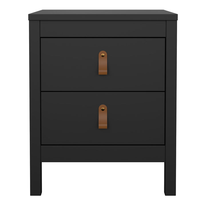 Barcelona Bedside Table 2 drawers in Matt Black - TidySpaces