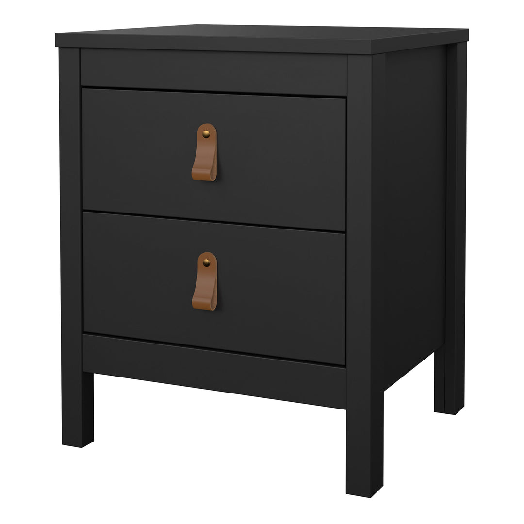 Barcelona Bedside Table 2 drawers in Matt Black - TidySpaces