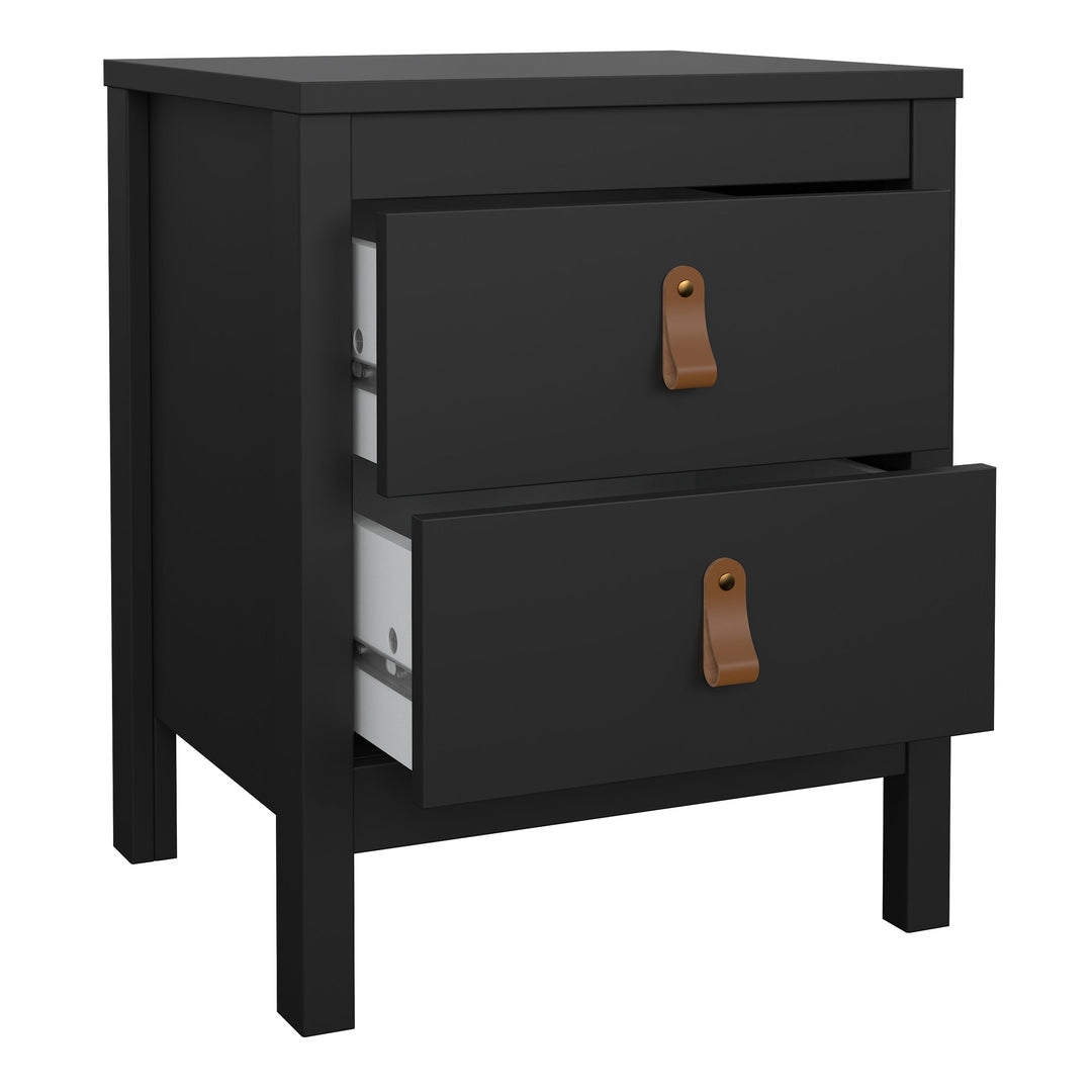 Barcelona Bedside Table 2 drawers in Matt Black - TidySpaces