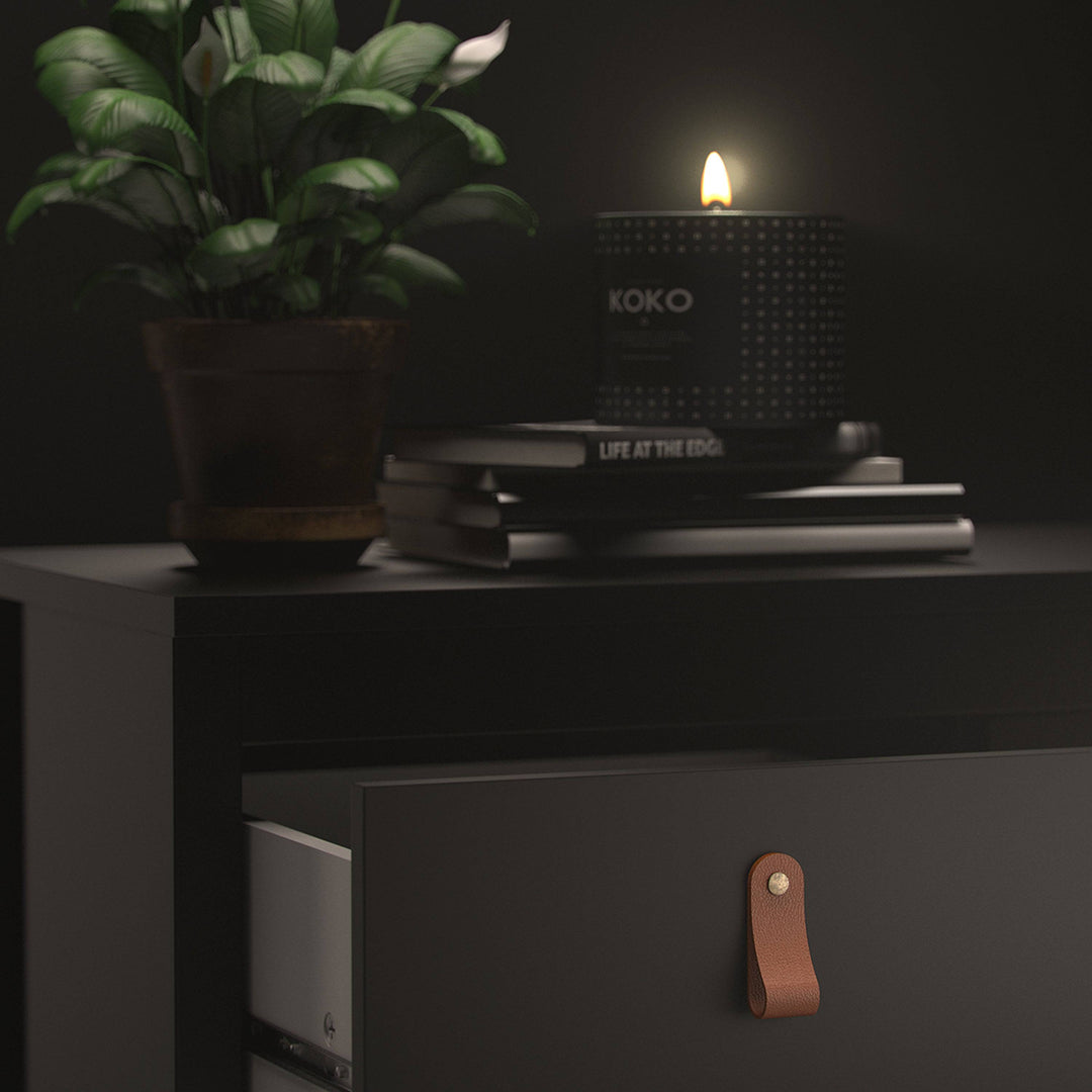 Barcelona Bedside Table 2 drawers in Matt Black - TidySpaces