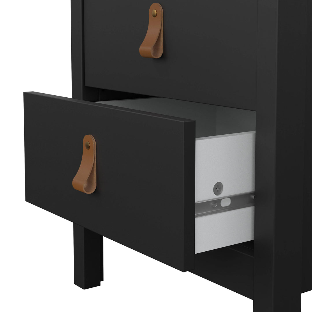 Barcelona Bedside Table 2 drawers in Matt Black - TidySpaces