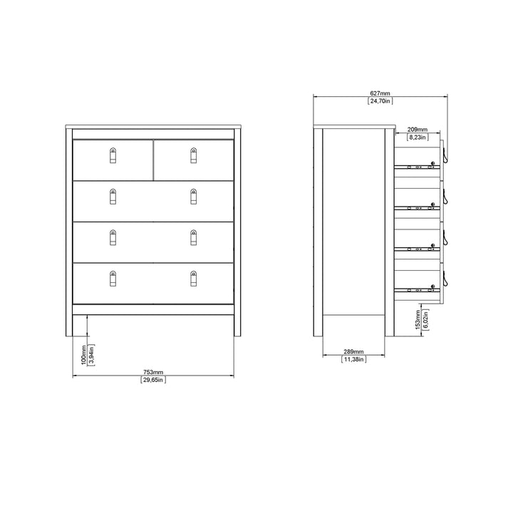 Barcelona Chest 3+2 drawers in White - TidySpaces