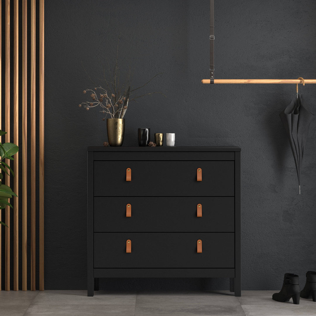 Barcelona Chest 3 drawers in Matt Black - TidySpaces