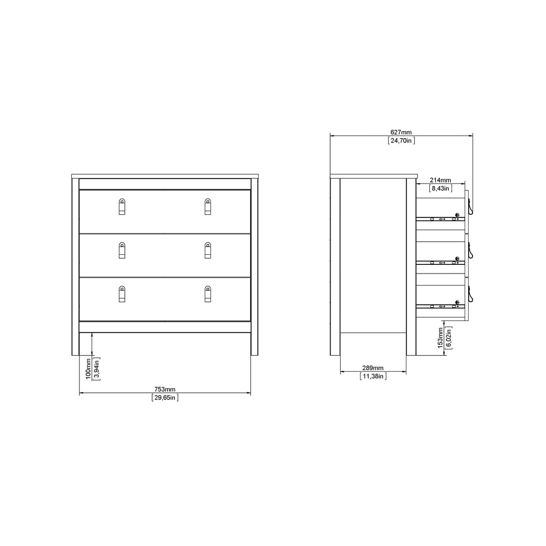 Barcelona Chest 3 drawers in White - TidySpaces