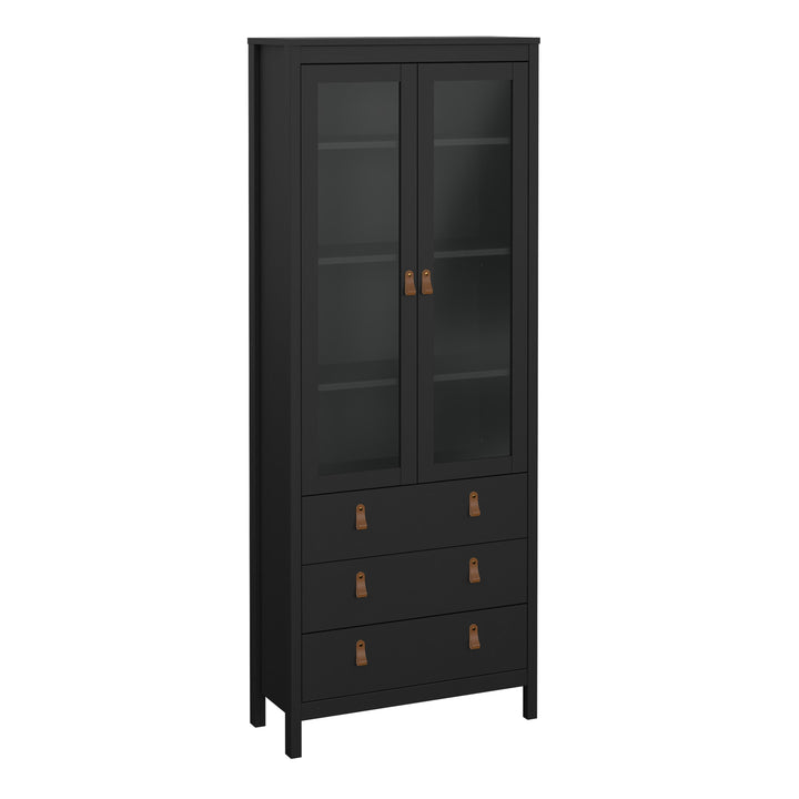 Barcelona China cabinet 2 doors w/glass + 3 drawers in Matt Black - TidySpaces