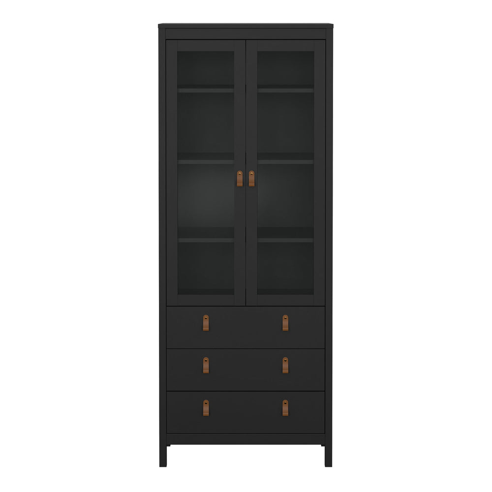 Barcelona China cabinet 2 doors w/glass + 3 drawers in Matt Black - TidySpaces