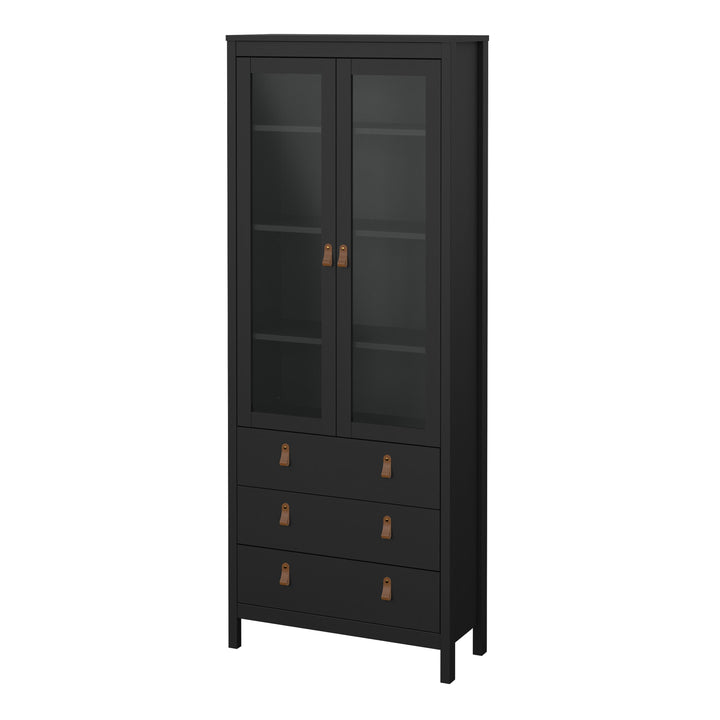 Barcelona China cabinet 2 doors w/glass + 3 drawers in Matt Black - TidySpaces