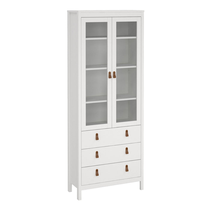 Barcelona China cabinet 2 doors w/glass + 3 drawers in White - TidySpaces