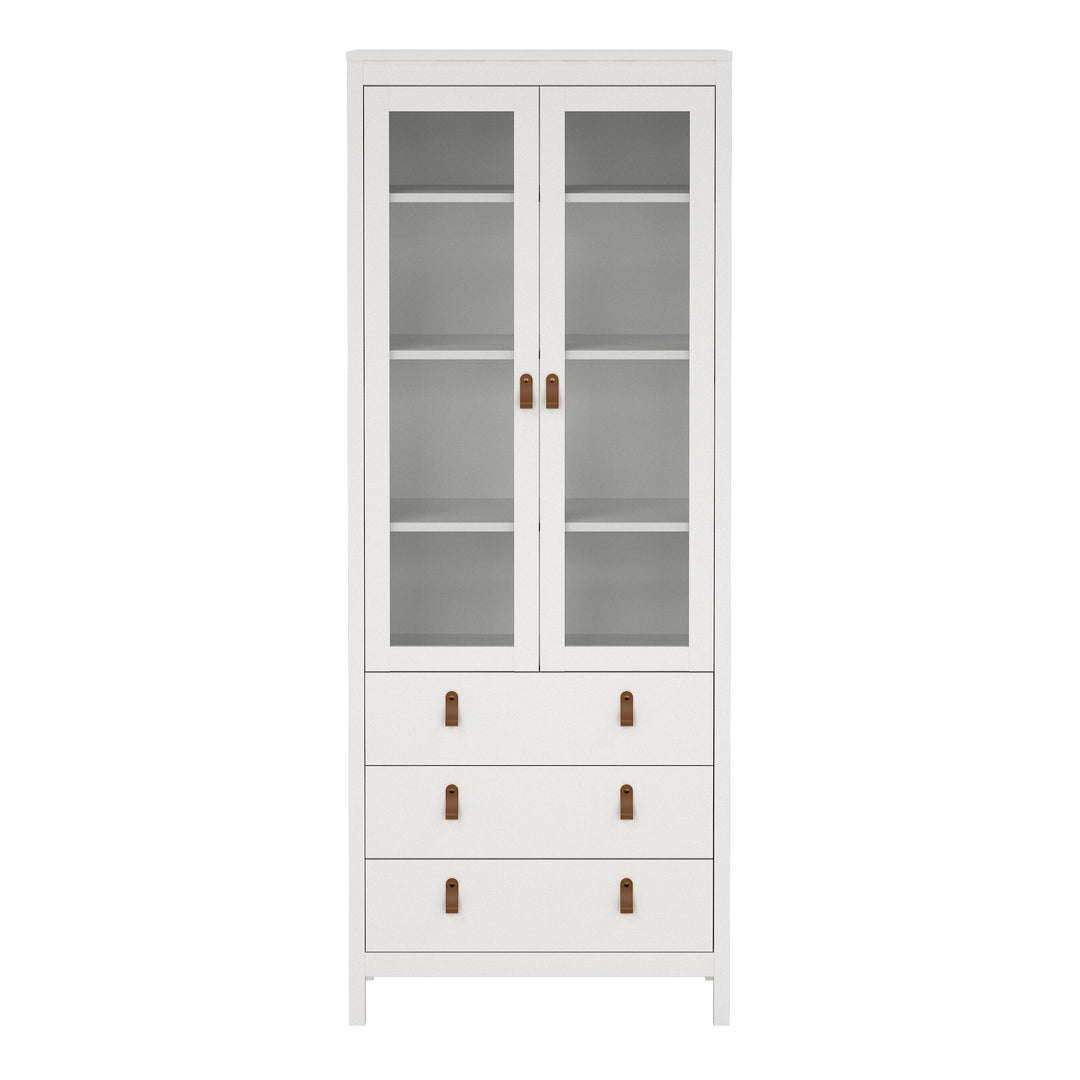 Barcelona China cabinet 2 doors w/glass + 3 drawers in White - TidySpaces