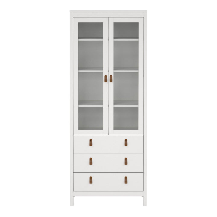 Barcelona China cabinet 2 doors w/glass + 3 drawers in White - TidySpaces