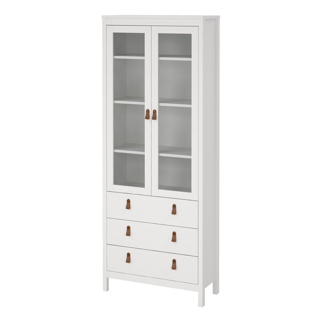 Barcelona China cabinet 2 doors w/glass + 3 drawers in White - TidySpaces