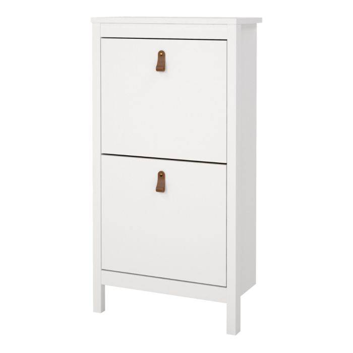 Barcelona Shoe Cabinet 2 Flap Door White - TidySpaces